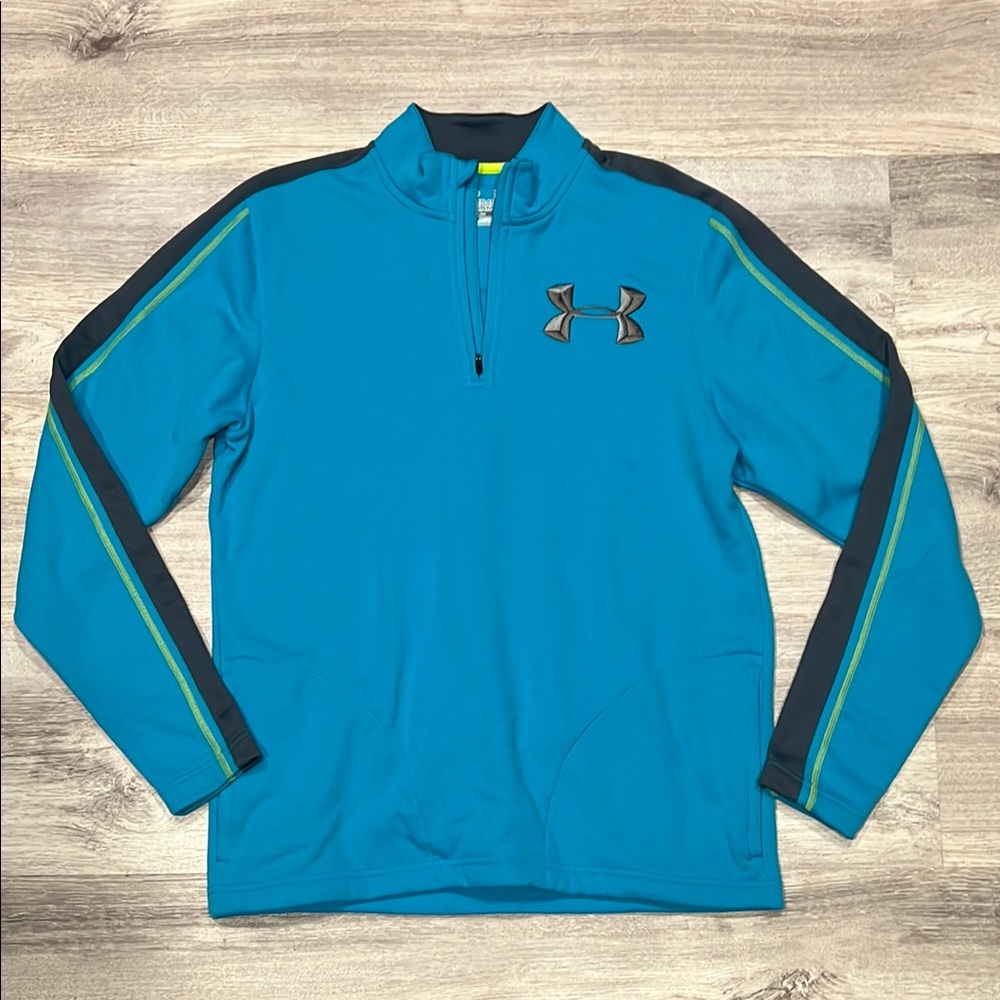 Men's Under Armour Blue,Gray, and Neon Green Quarter-Zip Pullover